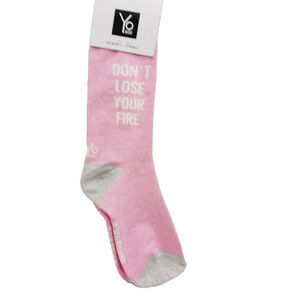 Yo Sox Socks Crew Women Boy Don't Lose Your Fire Pink #Warrior Cotton NWT NEW